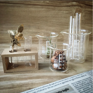 辛口インテリアでお部屋にスパイス。　★試験管ガラス容器、ビーカー型 耐熱ガラス容器　“１００円で暮らしは楽しくなる。“