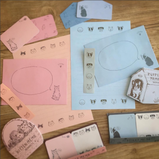 優しいタッチのイヌネコ イラスト。 あなたはイヌ派？ネコ派？　❤レターセット 封筒4枚 便箋8枚　“１００円で暮らしは楽しくなる。“