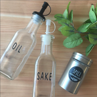 自分だけのオリジナル容器のできあがり☆　#デコレーション #シール #卓上用品 #耐水 #耐熱 #貼ってはがせる　“１００円で暮らしは楽しくなる。“