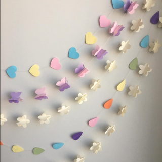 パステルカラーのシャワー　#ペーパープチガーランド#party  #インテリア　“１００円で暮らしは楽しくなる。“