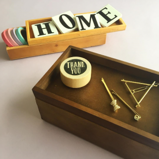 自分だけのお気に入りボックスをコーディネート　#ウッドBOX #アルファベットタイル#雑貨#インテリア　“１００円で暮らしは楽しくなる。“