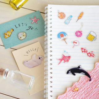 ギフトカードやノートに、かわいい夏のワンポイント。　#シール #ステッカー #デコ #夏 #summer　“１００円で暮らしは楽しくなる。“