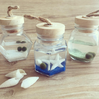 夏仕様のまりもで癒される。　#100均 #雑貨 #まりも #インテリア #シェル #ヒトデ 　“１００円で暮らしは楽しくなる。“