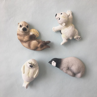 暑いのでみんなでま〜ったり　#磁石 #アニマル #動物 #マグネット #かわいい　“１００円で暮らしは楽しくなる。“