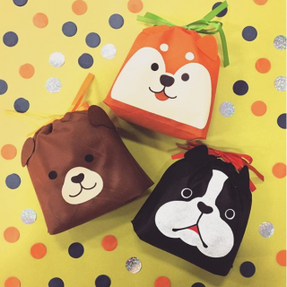 アニマル好きなあの人のギフトに。　#100均 #雑貨 #犬 #くま #柴犬 #フレンチブルドッグ #巾着 #アニマル #動物 #プレゼント #ラッピング #ギフト　“１００円で暮らしは楽しくなる。“