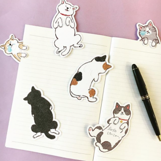 お勉強、お仕事に疲れたあなたを癒してくれる、にゃんことわんこ。　#100均 #100円ショップ #雑貨 #メモ #しおり #ねこ #いぬ #だらだらアニマル　“１００円で暮らしは楽しくなる。“