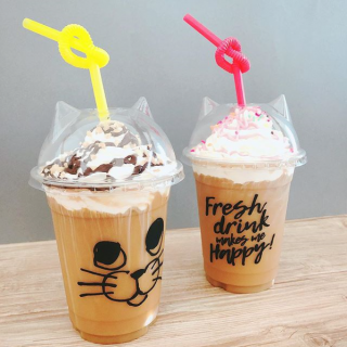 かわいいぼくたちでしっかり水分とるのにゃ〜　“１００円で暮らしは楽しくなる。“