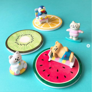 ようこしょ！ましゅまろ村へ〜！　 #100均 #100円ショップ #雑貨 #mycando #夏 #アニマル #オブジェ #フルーツ #ましゅまろ村　“１００円で暮らしは楽しくなる。“