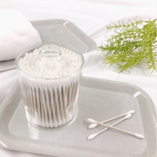 見せる収納でシンプルに。　#100均 #100円ショップ #雑貨 #mycando #綿棒 #収納 #見せる収納 #シンプル #インテリア　“１００円で暮らしは楽しくなる。“