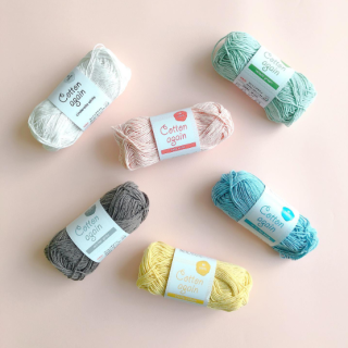 再生コットンで作られた環境に配慮した毛糸です。 “１００円で暮らしは楽しくなる。“