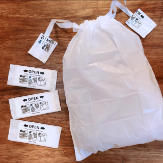 コンパクトに持ち運び！キュッと便利な巾着袋　“１００円で暮らしは楽しくなる“