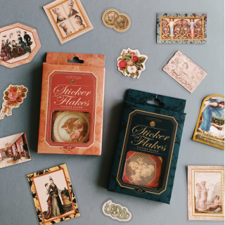 ノートやスケジュール帳などのデコレーションに。華やかな絵画に金箔のデザインです。　“１００円で暮らしは楽しくなる“