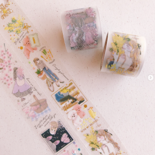 さくらとミモザをモチーフにした春らしいデザインシール🌸　“１００円で暮らしは楽しくなる“