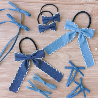 爽やかなデニムカラーが季節感漂うヘアアクセです!(^^)!　“１００円で暮らしは楽しくなる“