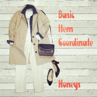 ベーシックなアイテムを総動員したオトナコーデ。