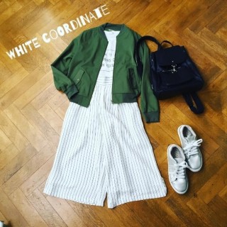 きれいめでも着られるガウチョパンツをブルゾンとスニーカーでデイリースタイルに☆