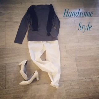 シンプルでかっこいいボーイズMixコーデ☆足元にはレースのパンプスを合わせて女性らしさもアピール♡