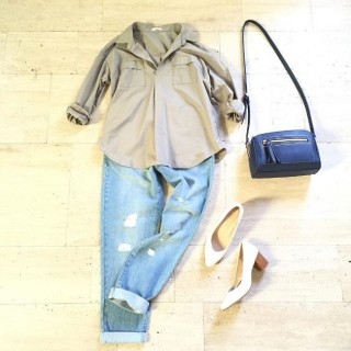 かっちりした印象のシャツスタイルをデニムでデイリーコーデに♡