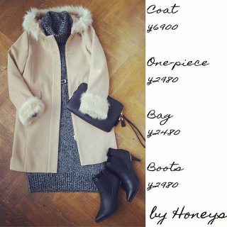 ニットワンピ1枚でコーデが決まるのが嬉しい♪ コートを羽織ればシンプルにかっこよくキマる☆