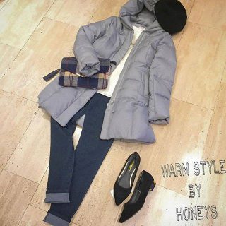 寒い日だってスタイリッシュにコーデしたい！❤ ハニーズのダウンコートはAラインでスッキリ見えも叶える優秀アイテム👌