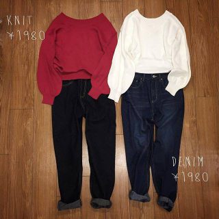 ボリューム袖のニットに、Vネック、クルーネック、前後が自在な2wayタイプが登場😍　カラバリも豊富♪