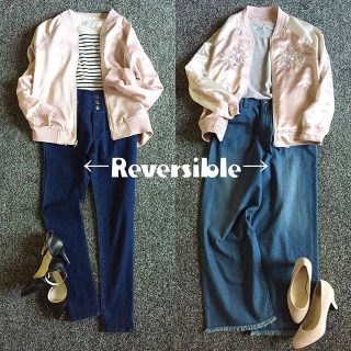 とことんシンプルに着たい時も、コーデに少しポイントが欲しい時も、リバーシブルならどっちの気分も叶えてくれる😍 トレンドの刺繍ポイントのブルゾンがイチオシ❤