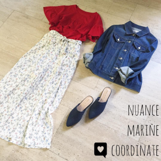 小花柄のスカーチョが人気！　花柄は甘いイメージだけじゃなく、色使いをトリコロールにしてマリンテイストに仕上げるのもオススメ♡