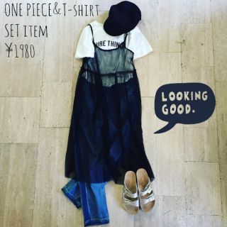 レースやチュールの透けアイテムを使ったレイヤードスタイルがトレンド。　コーデに迷う時はセットになっているアイテムがお役立ち♡　手持ちのデニムを合わせるだけでトレンドコーデの出来上がり♡