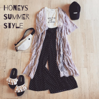 ハニーズの水玉アイテム！　じわじわ人気が上がってフォロワーさんの買いましたポストも増えてます♡　新作のワイドパンツも裾のフリルがかわいくてオススメ♡