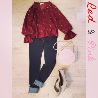 掲載商品の詳細はプロフィールのURLから見られます♡　オススメカラーコーデ、赤×ピンク編。