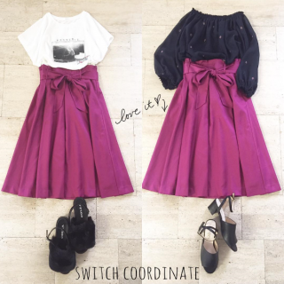 ブドウみたいなジューシーな色がかわいいカラースカートで夏から初秋のスイッチコーデに挑戦♡