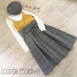 ふわふわニットのキャミがかわいい重ね着コーディネート♡　トップスはセット商品でおトク！