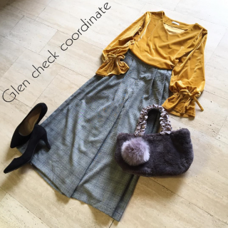 グレンチェックが大人かわいいガウチョスタイル♡