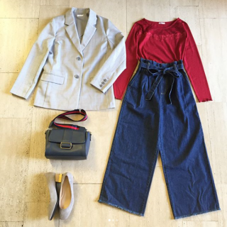 テーラージャケットに人気のチェック柄が仲間入り♡　デニム合わせでカジュアルに♪