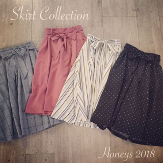 新作のスカートは色や柄が豊富♪　人気のマルチストライプやグレンチェックも春らしいカラーなら新鮮なスタイリングに♡