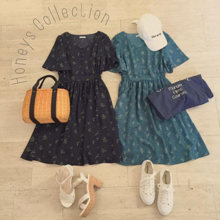 小花柄ワンピースを小物使いでガーリー＆カジュアルにコーディネート♡