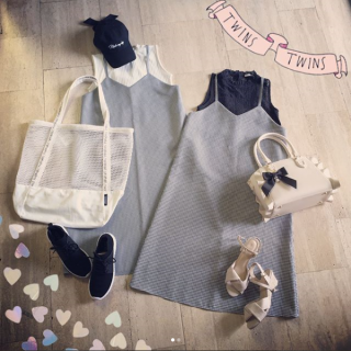 新作ワンピで着回しコーデ♪　合わせるアイテム次第でスポーティにもガーリーにも着こなせちゃう！　後リボンでバックスタイルもぬかりなく♡