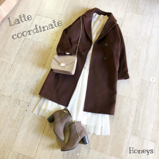 ラテのようなグラデーションコーデ♡　淡いベージュ系でまとめているので甘くなりすぎず大人可愛い印象に♪