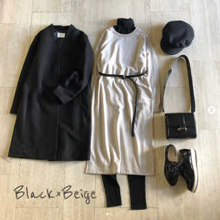 カジュアルなロングスウェットワンピースはベルトでウエストマークする事できちんとした印象に。　シンプルコーデは小物使いで差を出して♪