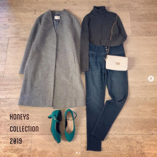 グレーのワントーンで大人シンプルにスタイリング 　インナーを濃色にしたグラデーションですっきりスリムな印象に♡