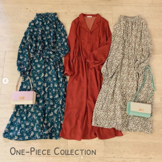 新作ワンピが続々と入荷中♡ 　ハイネックや開襟などのデザインはもちろん柄もバリエーションも豊富なのでぜひ店頭やオンラインショップでチェックしてみてね♪ 　お財布としても使えるミニBagには新色が登場♡　ストラップは長さが選べる2種類がセットになっているのでコーデに合わせてチェンジして使えます☆