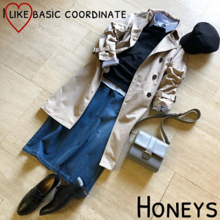 定番だけど、やっぱり落ち着くトレンチ×デニムコーデ。　靴やバッグでラフになりすぎないように仕上げたのがポイント。