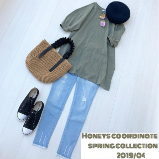 アースカラー×デニム。やっぱりこういう配色って落ち着く！というコーディネイト。‬ 　‪ベレーやサングラスで大人っぽいストカジスタイルに。‬