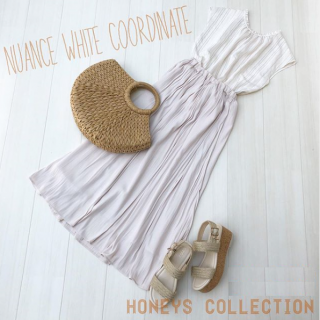 真っ白じゃない分着やすさもあって大人見えするカラー。エクリュカラーでワントーンコーデコーデ。