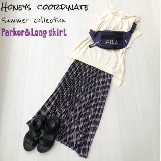 夏だって、パーカーにロングスカートが楽＆おしゃれ見えだからお気に入りスタイル♡