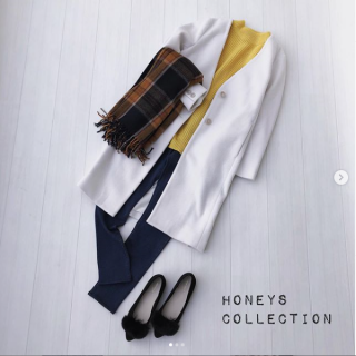 イエローのニットが主役のシンプルコーデ ニットはちょっと長めのチュニック丈なのでボトムはスキニーデニムですっきりと