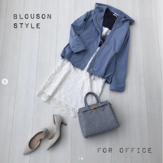 カジュアルなフードブルゾンにレースのスカートを合わせたMixスタイル♡ 春色とキレイめ素材でブルゾンもカジュアルになりすぎずレースとの相性も抜群♪