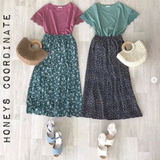 レース使いがさりげなくて可愛いトップスは単品でもジャンスカなどのインナーにも使えるから色違いで欲しくなる。 同じアイテムでも合わせる色で印象ががらりと変わる。どのアイテムもコーデを楽しめる大人なくすみカラーを展開。