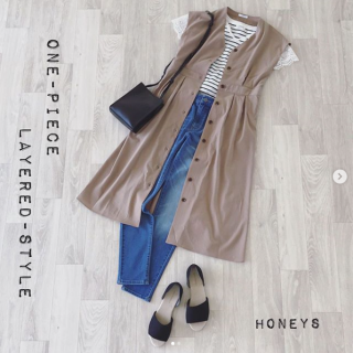 先日Postしたワンピースを前開きでコーディネート ボーダー+デニムコーデにプラスするだけでいつもコーデがお出かけスタイルに♡