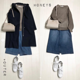 シンプルデザインのロングコートはいろんなコーデに合わせやすい優秀アイテム メッシュ編みのニットで今年らしさをプラスするのもおすすめ